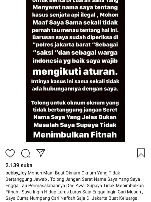 Unggahan Bebby Fey