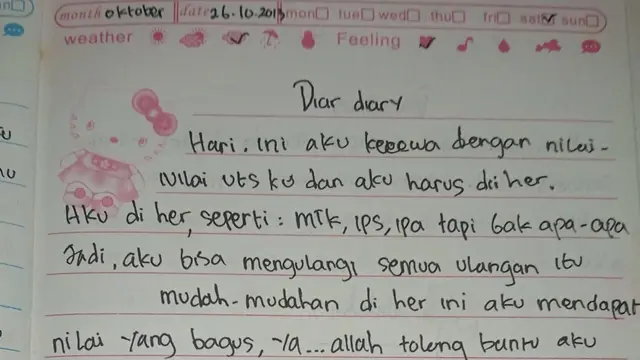6 Potret Isi Diary Netizen ketika Kecil Ini Bikin Ngakak, Ceritakan Kejadian Random
