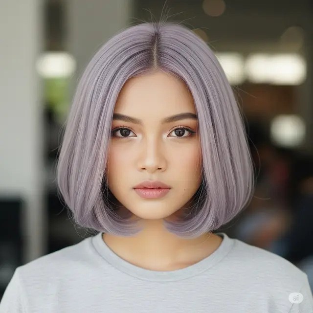 Inspirasi Rambut Pendek Highlight Abu-Abu. Foto: Gemini