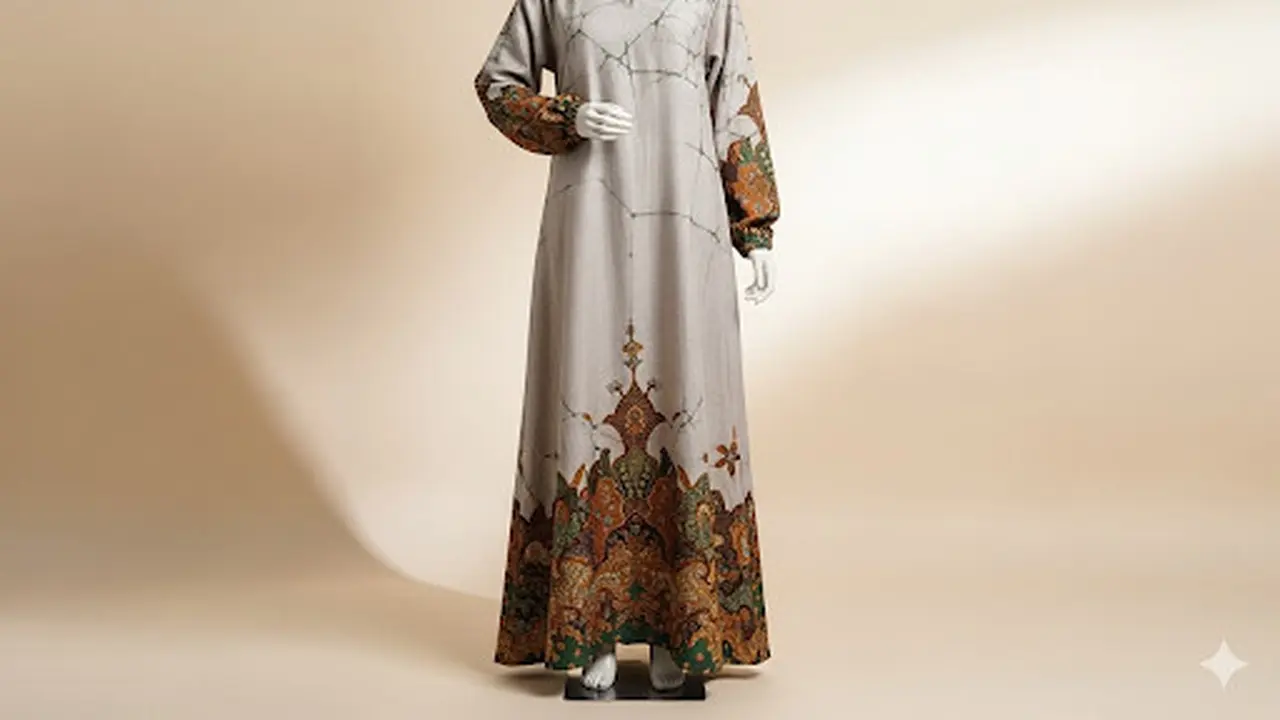 Dress Panjang Linen Adem Kombinasi Batik Muslim