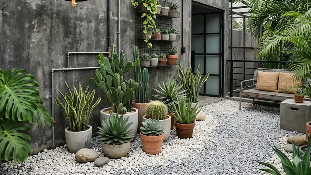 Taman Kering dengan Sentuhan Industrial