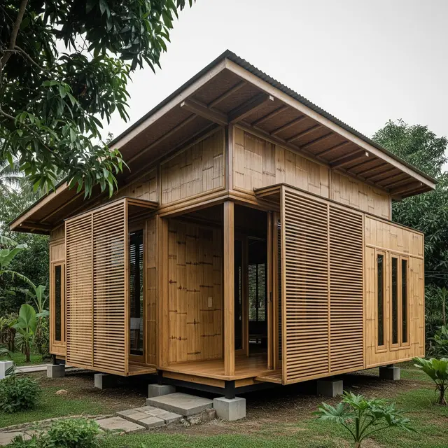 Desain Rumah Rp50 Juta Pakai Bambu Modern