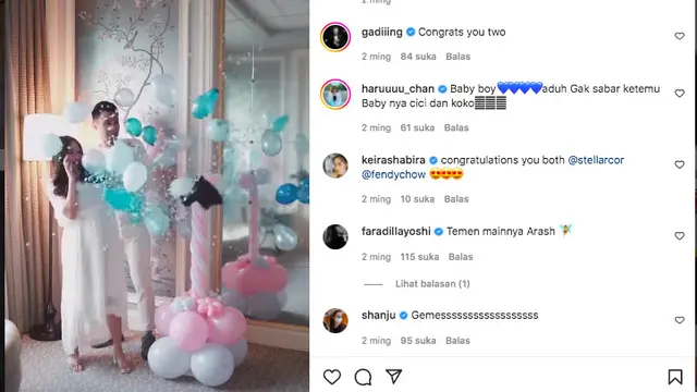 Fendy Chow dan Stella Cornelia menggelar gender reveal.