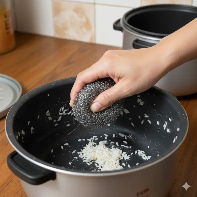 Kesalahan Umum Saat Membersihkan Rice Cooker (Foto: Gemini AI)