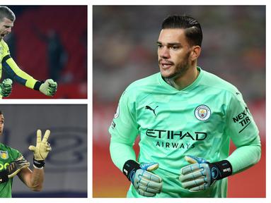 Hingga pekan ke-23 Premier League musim 2020/21 ini, aksi-aksi memikat para kiper dalam sebuah pertandingan telah tersaji mewarnai persaingan memperebutkan penghargaan Golden Glove di akhir musim. Berikut 7 kiper teratas dengan clean sheets terbanyak. (Kolase Foto AFP)