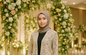 Model Cardigan Brokat Panjang untuk Kondangan (created by AI)