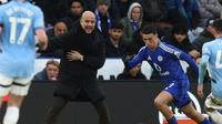 Manajer Manchester City Pep Guardiola pada pertandingan kontra Leicester City. (Darren Staples / AFP)