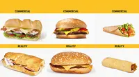 Baru-baru ini beredar foto perbandingan antara iklan dan realita makanan cepat saji di internet.