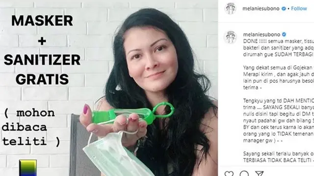 Melanie Subono Bagikan Masker dan Hand Sanitizer Gratis, Ini 4 Faktanya