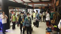 Sebanyak 393 jamaah haji diterbangkan pagi ini menggunakan pesawat Garuda Indonesia dari Bandara Internasional Soekarno Hatta (Soetta), Sabtu (4/6/2022)