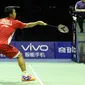 Tunggal putra Indonesia Jonatan Christie kalah dari Chen Long (Tiongkok) di partai ketiga semifinal Piala Sudirman 2015 (Humas PP PBSI)