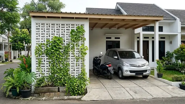 Model Carport dengan Dinding Roster