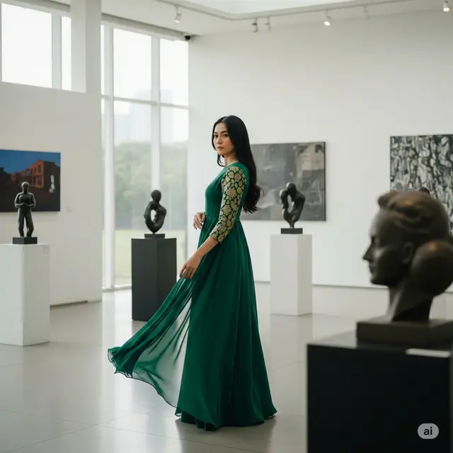Model Dress Pesta Kombinasi Brokat dan Chiffon