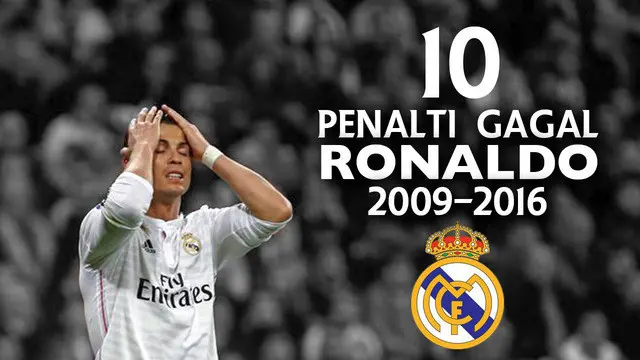 Video 10 tendangan penalti yang gagal di lakukan Cristiano Ronaldo sepanjang karirnya di Real Madrid dari tahun 2009 hingga 2016.