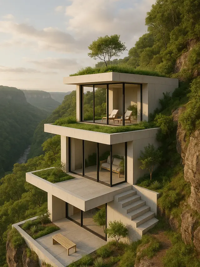 Desain Rumah Minimalis di Tepi Tebing