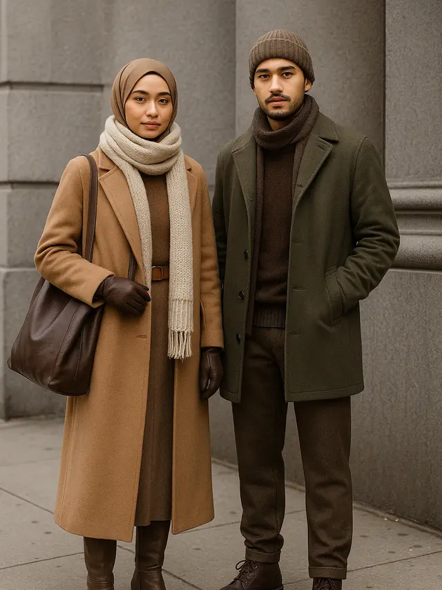 Paduan Earth Tone Outfit untuk Pria dan Wanita di Tahun 2025 (Foto: Rizka Nur Laily via ChatGPT)