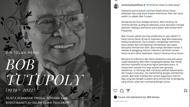 Bob Tutupoly Meninggal Dunia. (instagram.com/tantowiyahyaofficial)