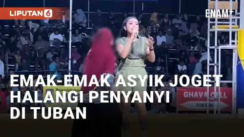 VIDEO: Terlalu Asyik, Emak-Emak Joget Hingga Halangi Penampilan Penyanyi di Turnamen Voli di Tuban