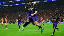 Selebrasi pemain Barcelona saat pesta gol di kandang Galatasaray di ajang Liga Champions (AFP)