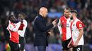 Pada 2021/2022, Arne Slot ditunjuk sebagai pelatih di Feyenoord. Pada musim perdananya, ia berhasil membawa klub asal Rotterdam tersebut finis di peringkat ketiga. (AFP/John Thys)