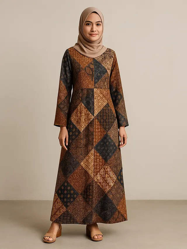 Model Gamis Terbaru Kombinasi Batik 2025/Ilustrasi gambar oleh AI