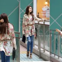 Style dengan kemeja motif floral. (via: pinterest.com)