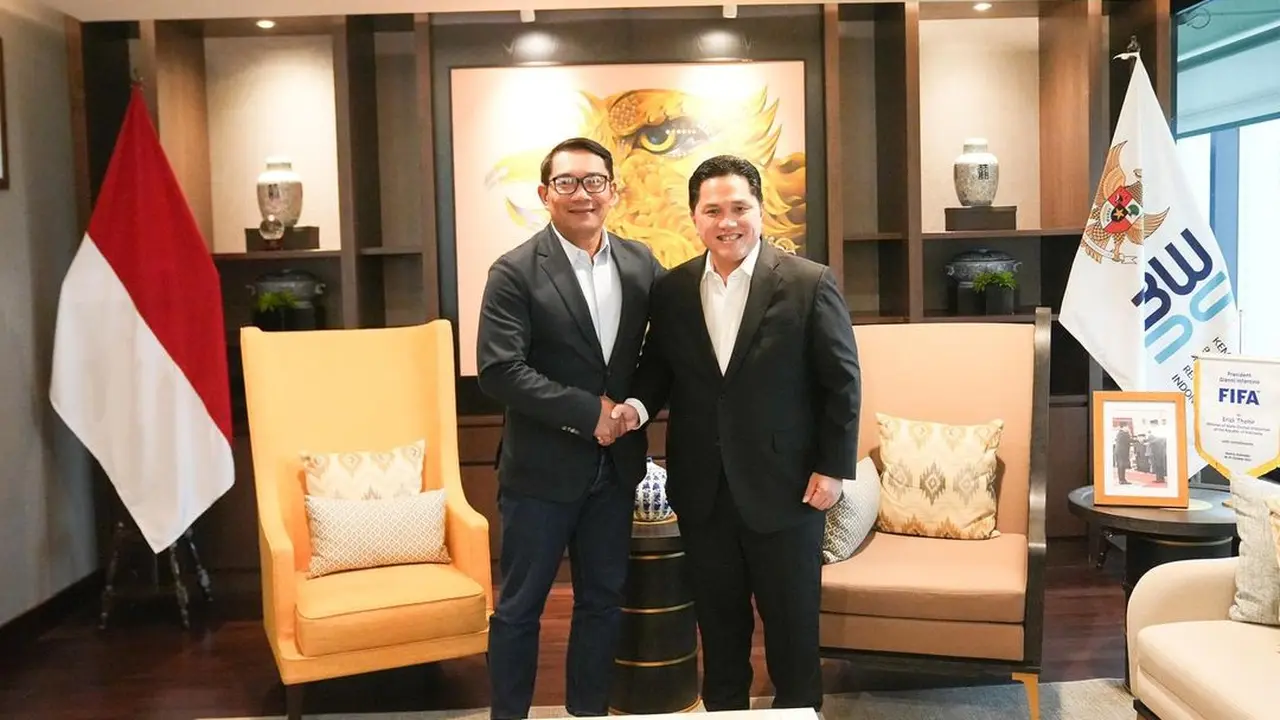 Erick Thohir saat bertemu Ridwan Kamil. (Istimewa)