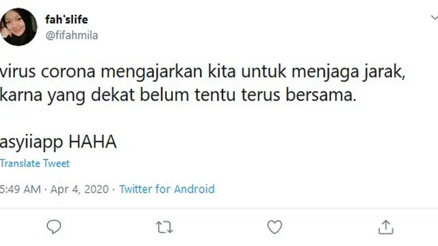 cuitan warganet jaga jarak