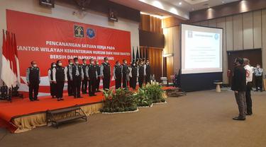 Kanwil Kemenkumham Banten Bentuk Satgas Lawan Narkoba Bersam Polda Dan BNN. (Rabu, 27/07/2022). (Yandhi Deslatama/Liputan6.com).
