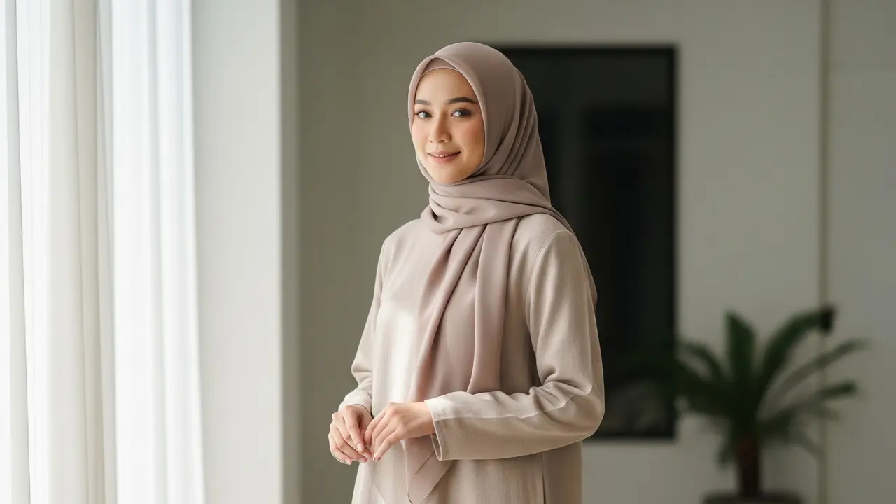 9 Model Gamis Linen Simple Warna Nude, Pilihan Busana Muslimah Modern