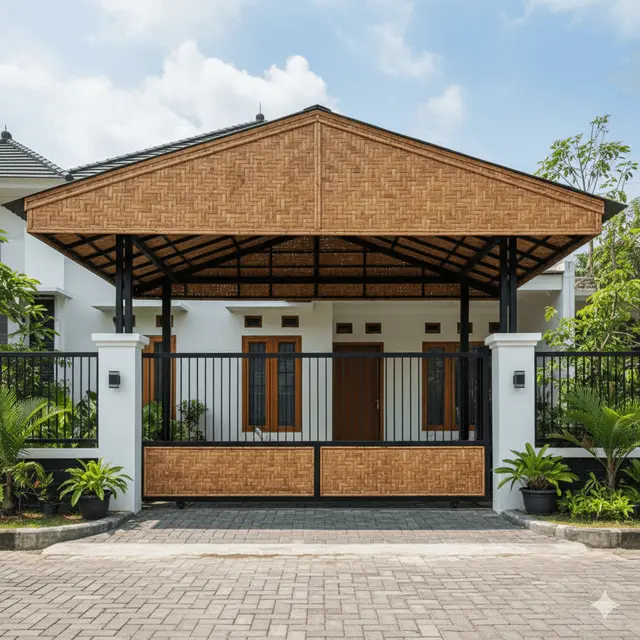 Model Pagar Besi Kombinasi Bambu Sintetis by Gemini