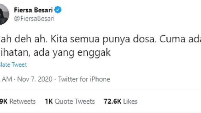 Fiersa Besari beri pembelaan untuk Gisel (Foto: Twitter)