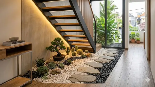 Layout Taman Kering di Bawah Tangga