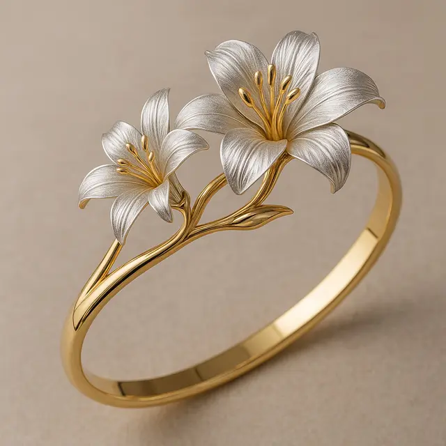 Model Gelang Emas dengan Motif Flora (Foto: ChatGPT)