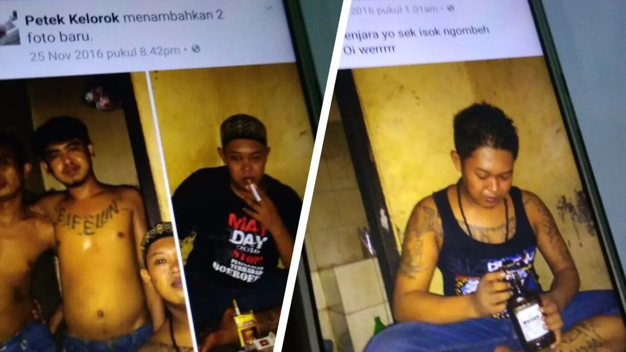 Asiknya Tahanan Polisi Pesta Miras dan Main Facebook.