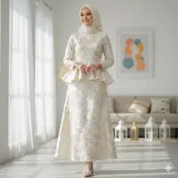 Set Rok A-line Brokat dengan Atasan Peplum (Image by Gemini AI)