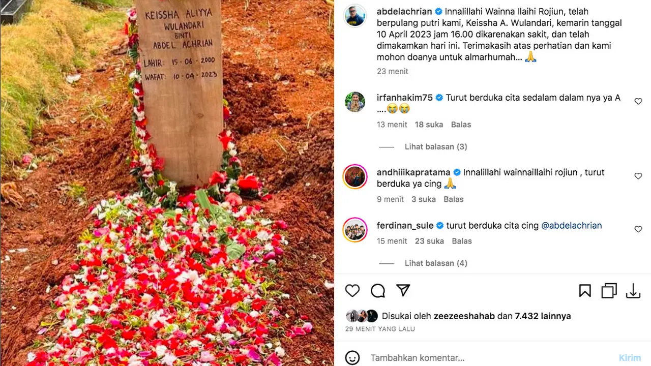 Abdel Achrian Ungkap Penyebab Meninggal Putri Pertamanya, Karena Sakit. (instagram.com/abdelachrian)