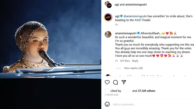 Putri Ariani lolos final AGT 2023. (Tangkapan Layar Instagram/ agt)