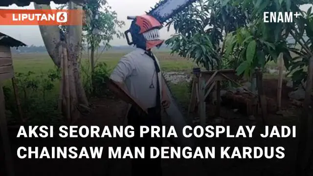 Aksi seorang pria cosplay jadi seorang tokoh di anime yaitu Chainsaw Man menarik perhatian