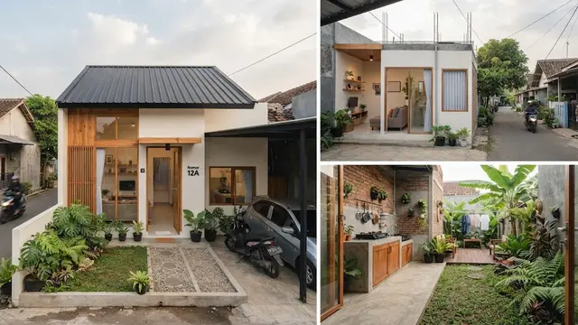 Desain rumah kecil di lahan sempit dengan dapur belakang yang cocok untuk pengantin baru model rumah tumbuh dengan dapur belakang.