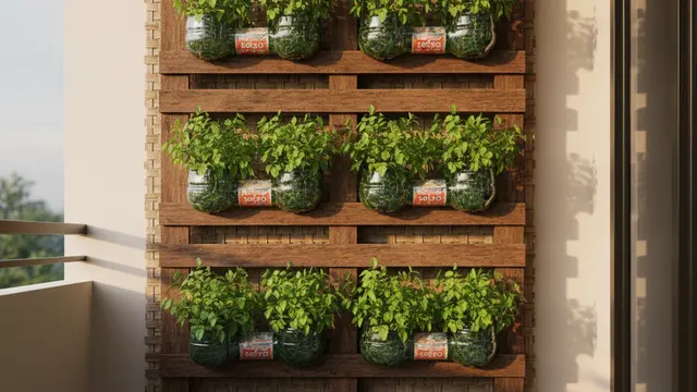 Kebun Gantung dari Botol Bekas untuk Rumah Tanpa Tanah. AI