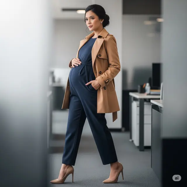 Outfit Ibu Hamil Kece untuk Kerja. Foto: Gemini