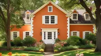 7 Inspirasi Cat Rumah Luar Warna Pepaya yang Estetik dan Modern di 2025