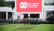 Gladi kotor upacara Hari Ulang Tahun (HUT) ke-80 RI di Halaman Istana Jakarta, Selasa (12/8/2025). (Liputan6.com/Lizsa Egeham)