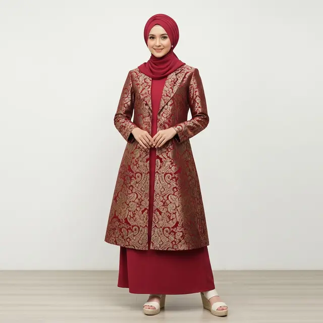 Gaya Hijab yang Cocok untuk Gamis Blazer Brokat/ Ilustrasi AI