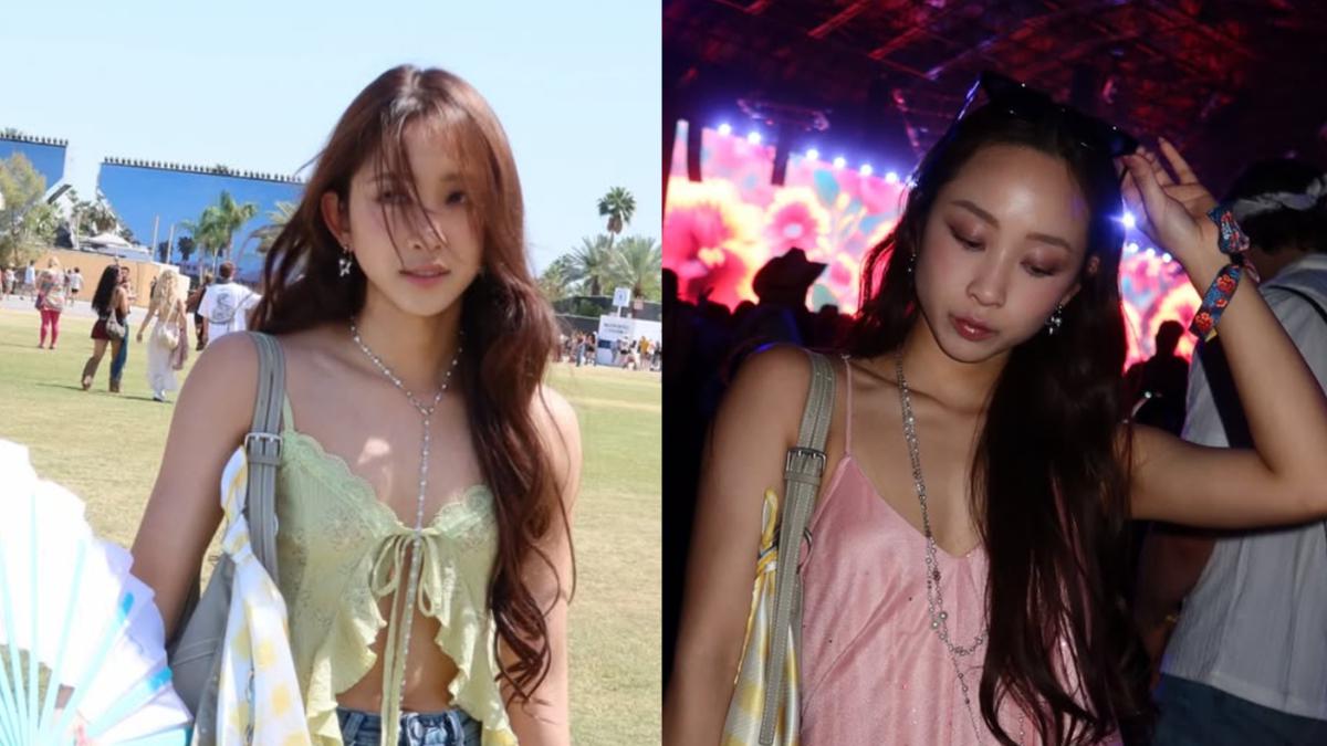 Gaya Boho Chic Dita Karang Nonton Coachella 2026, Tetap Bawa Vibes KPop dengan Outfit Bernuansa Pastel