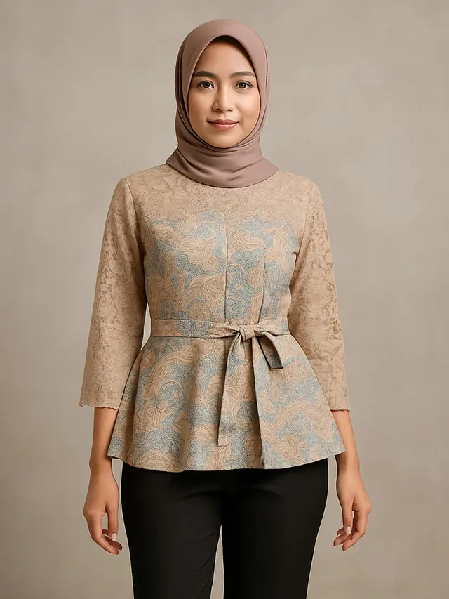 9 Model Atasan Batik Peplum, Bikin Tampilan Jadi Fashionable dan Elegan (sumber:AI)