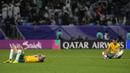 Ekspresi kecewa dua pemain Timnas Australia, Cameron Burgess (kanan) dan Jackson Irvine setelah tersingkir di babak perempatfinal Piala Asia 2023 usai kalah 1-2 dari Korea Selatan di Al Janoub Stadium, Al Wakrah, Qatar, Jumat (2/2/2024) malam waktu setempat. (AP Photo/Thanassis Stavrakis)