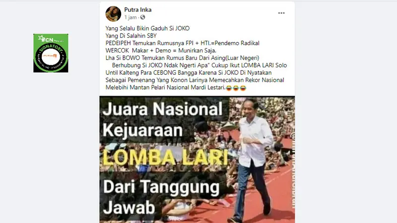 Penelusuran Foto Jokowi Juara Lari dari Tanggung Jawab