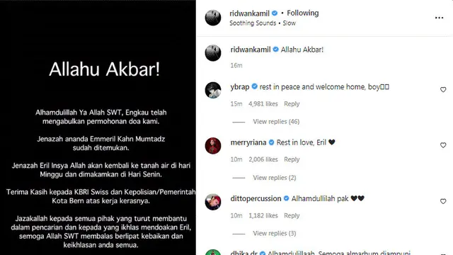Ridwal Kamil umumkan jenazah Eril ditemukan